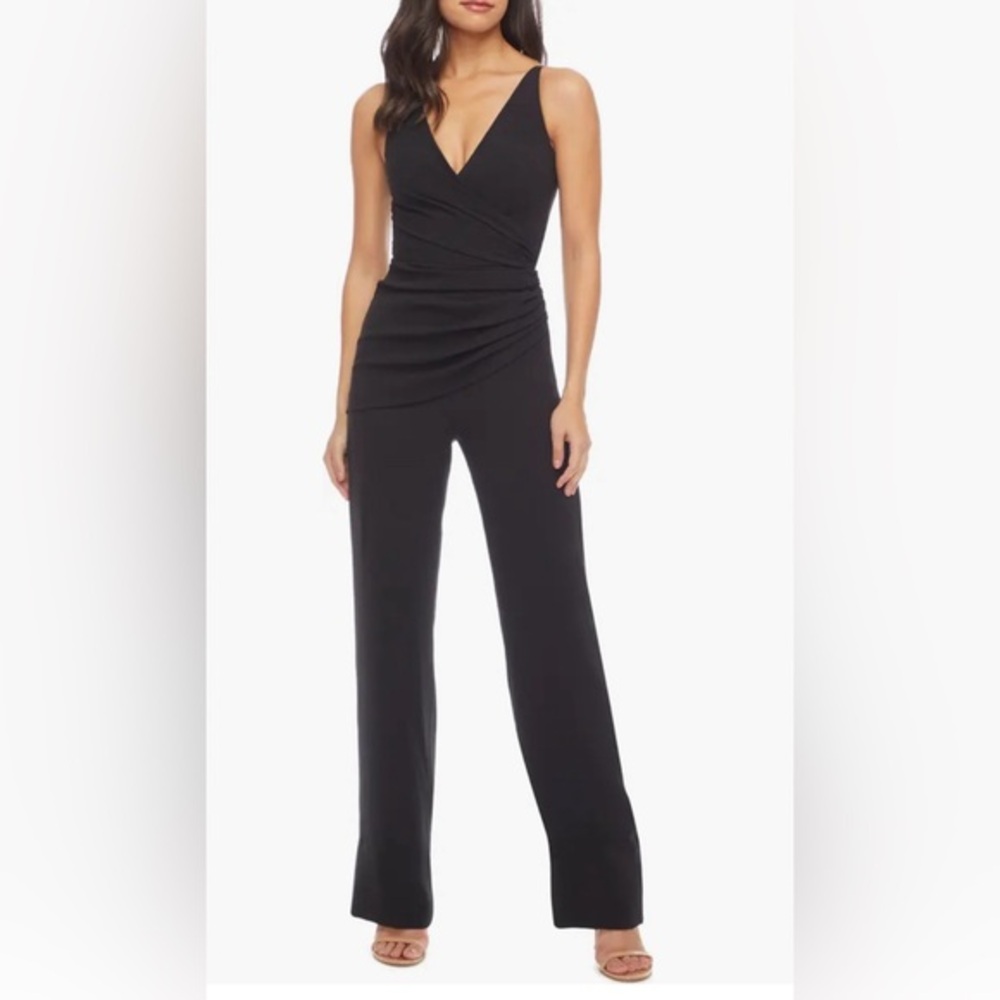 Dress the Population Sam Ruched Jumpsuit in Black M